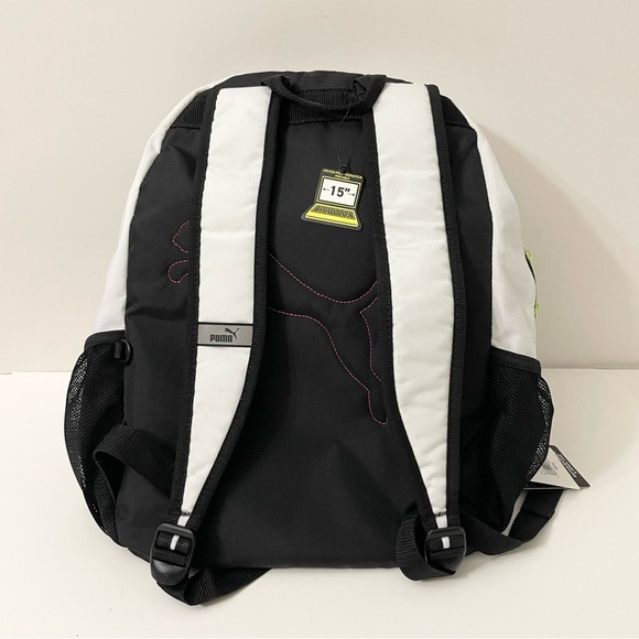 Puma Backpack White Black with Pink Logo - Picture 5 of 16